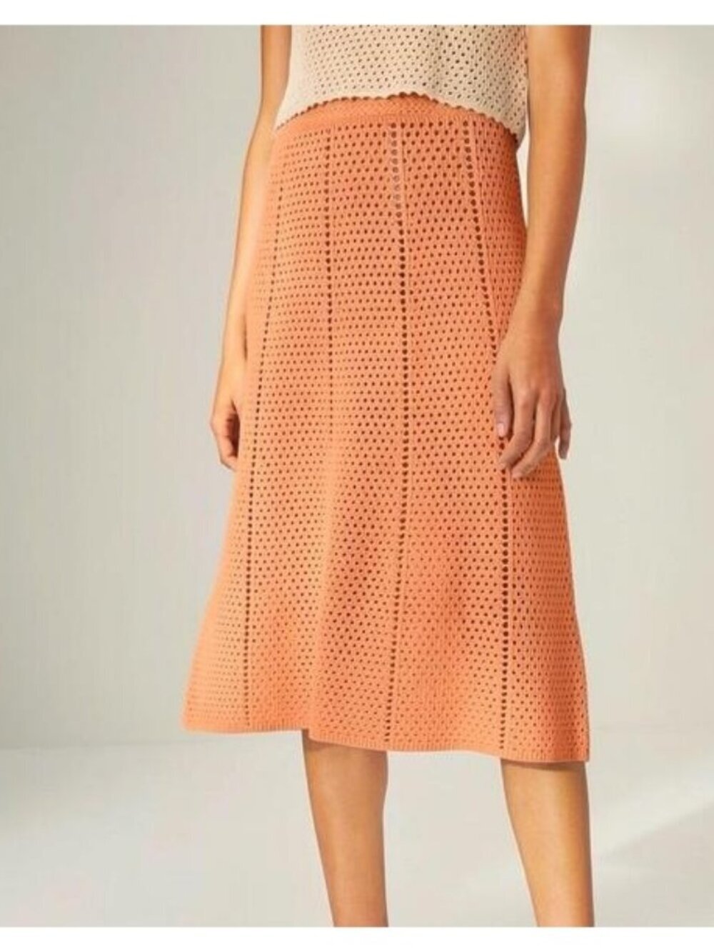 WILFRED Aritzia Evie Crochet Skirt Sz XS Papaya Orange